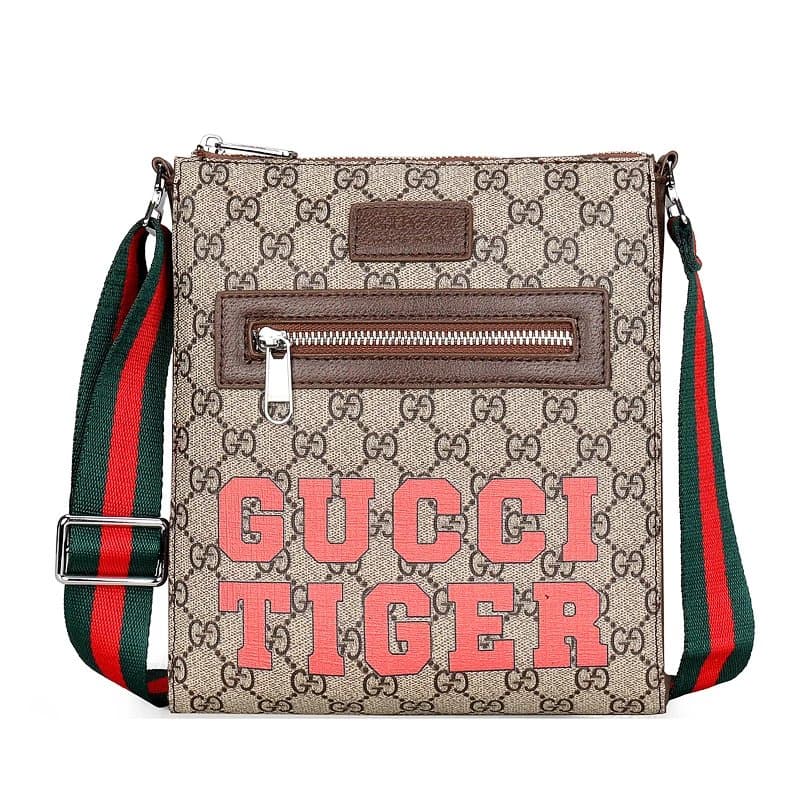 Gucci × Gallery Dept. Crossbody Bag Patchwork Tiger — 棕色印花