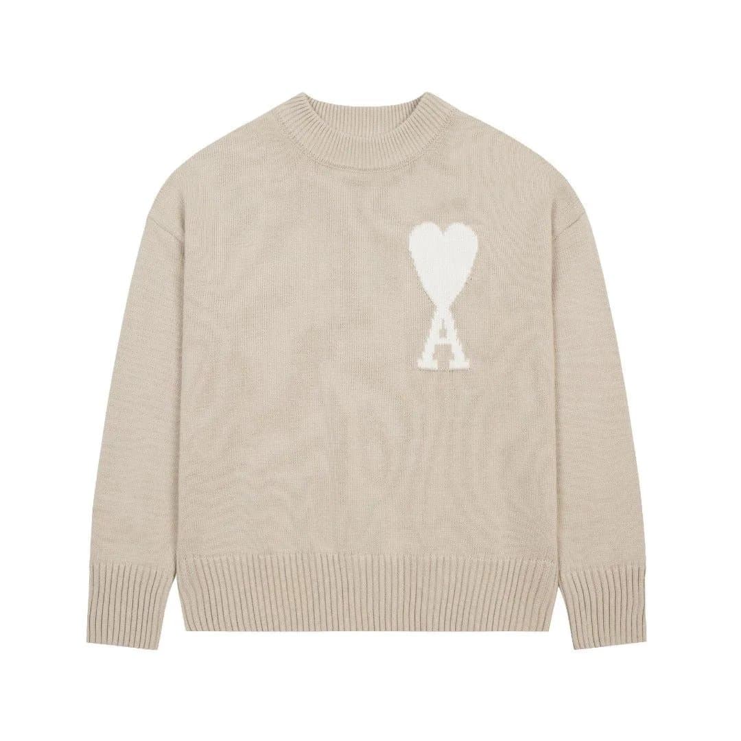 AMI Paris Crewneck Sweater Heart Logo — 卡其1