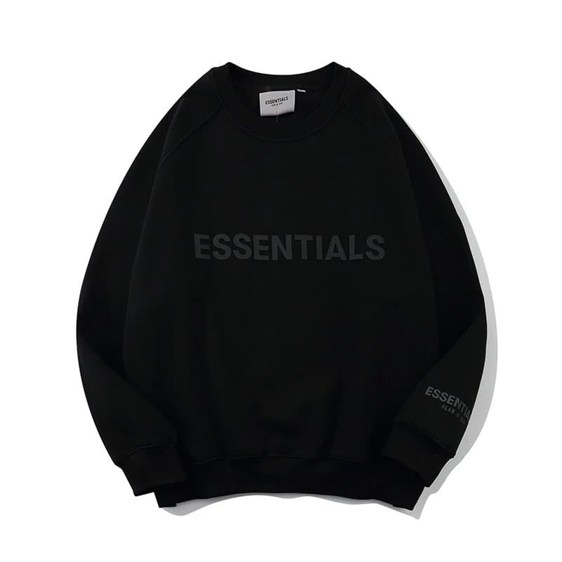 Fear of God Essentials Logo Hoodie Oversized — 黑色圆领