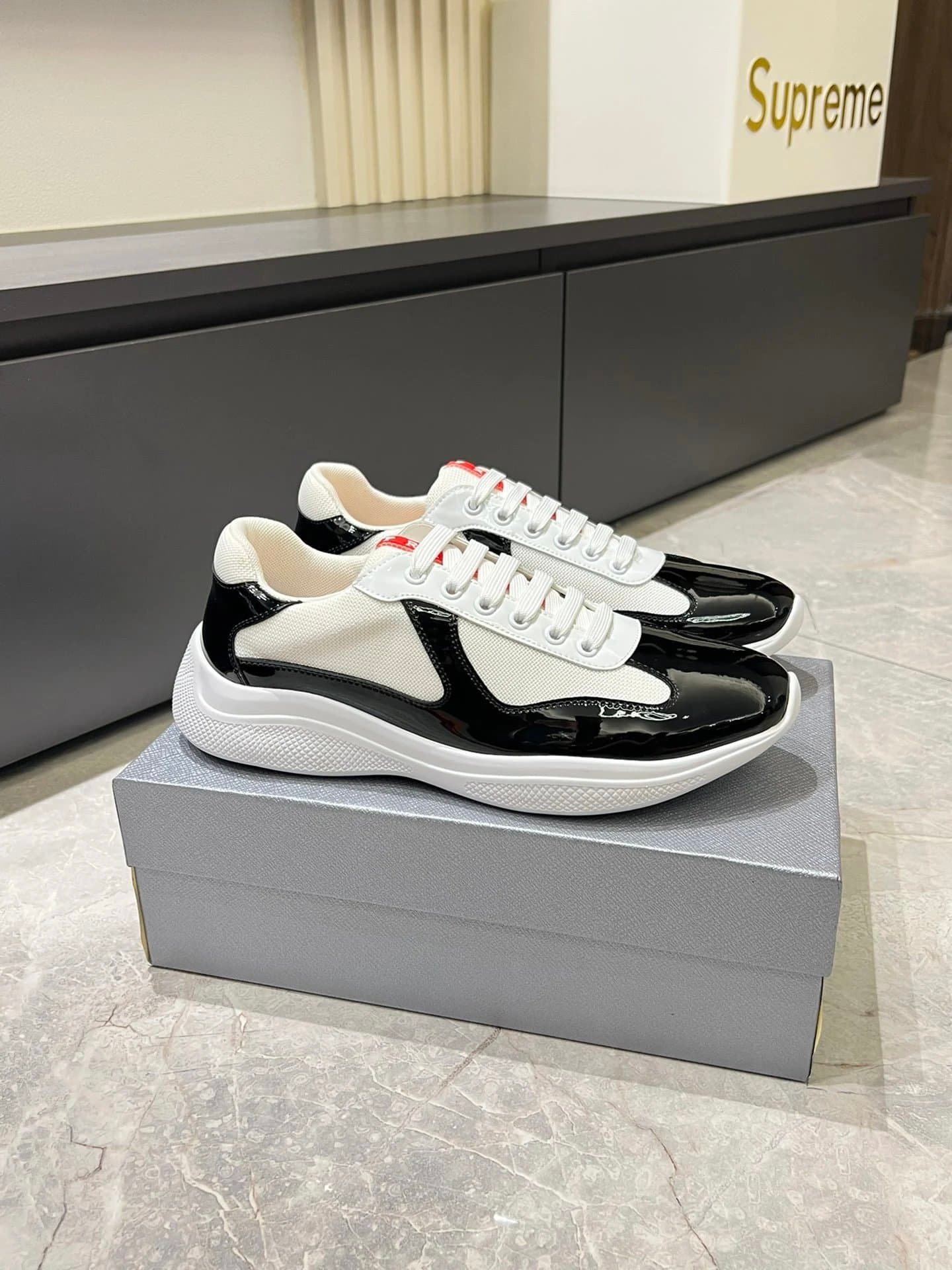 Prada Linea Rossa Sneaker Black and White Patent