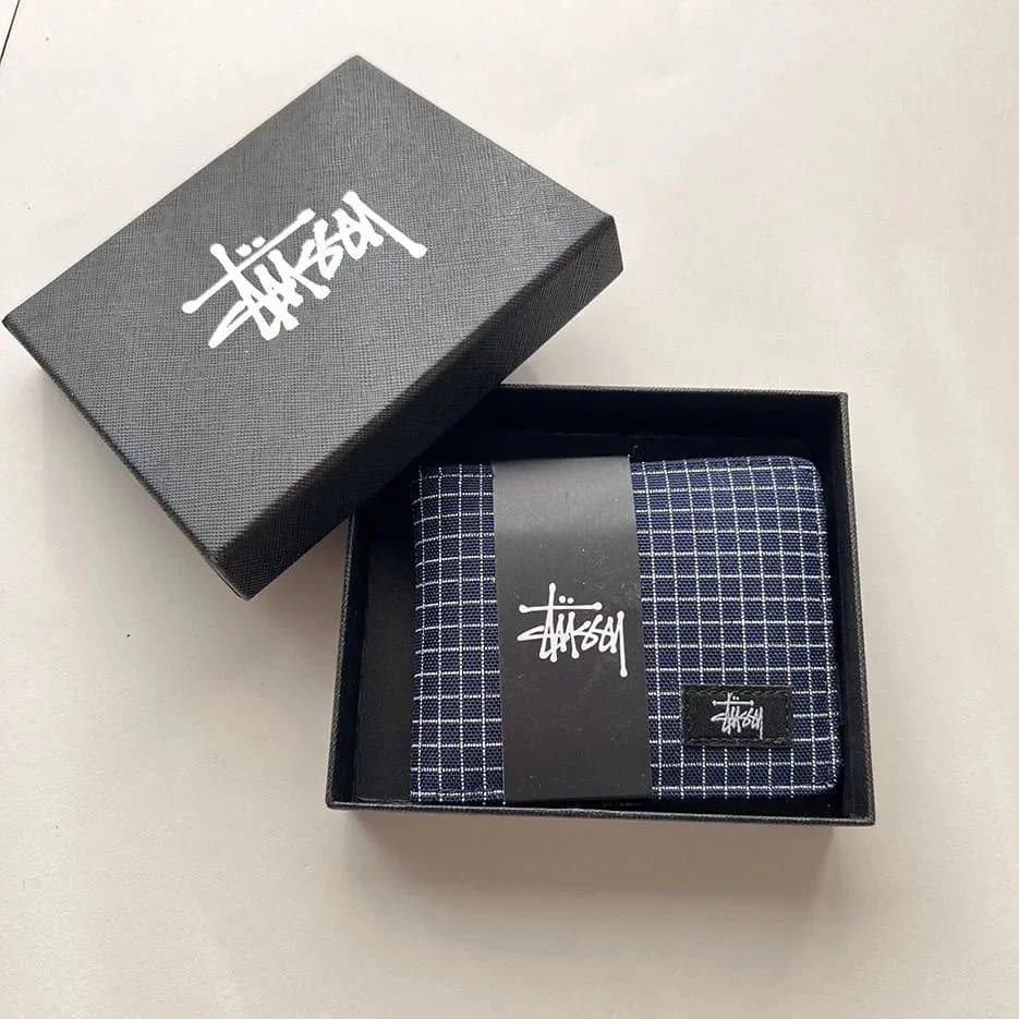 Stüssy Checkered Wallet Navy Grid
