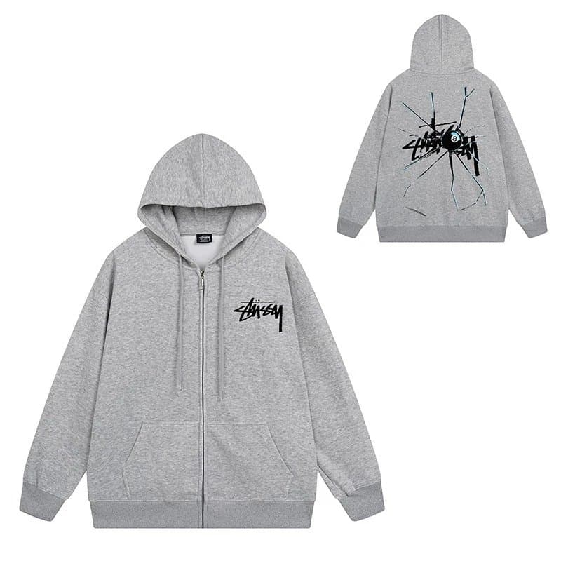 Stüssy Zip-Up Hoodie Bearbrick Graphic — 704深灰色