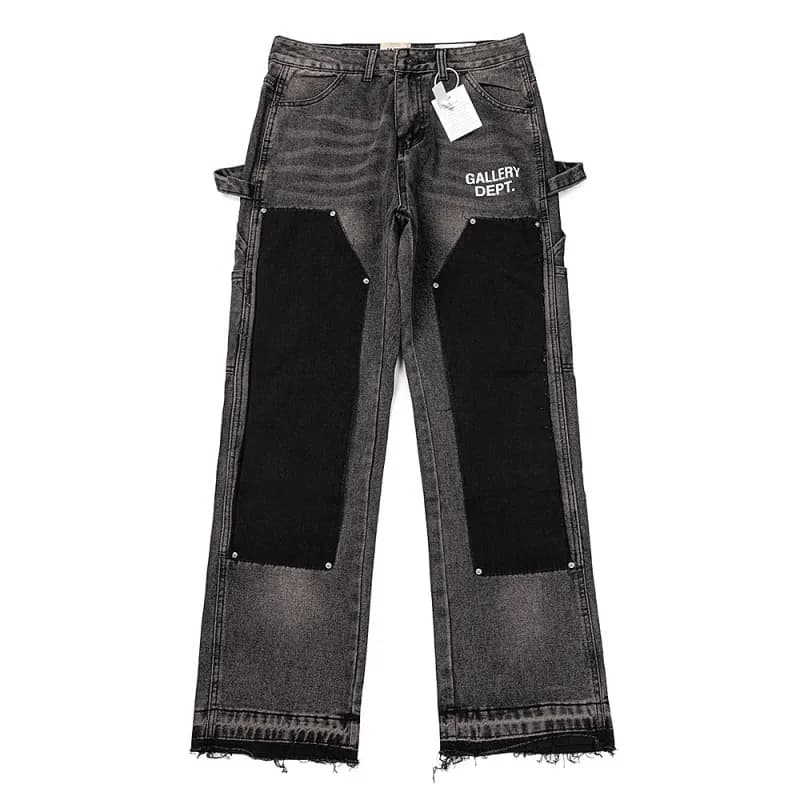 Paint-Splatter Denim Pants Artistic Hand-Painted — 4084黑色