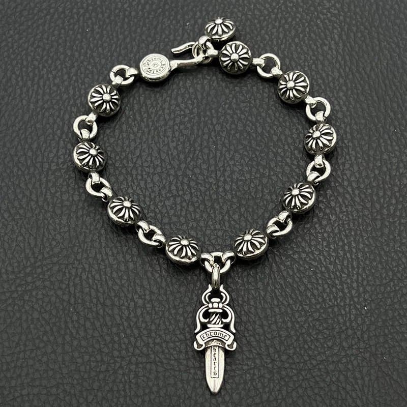 Chrome Hearts Dagger Charm Bracelet Flower Link