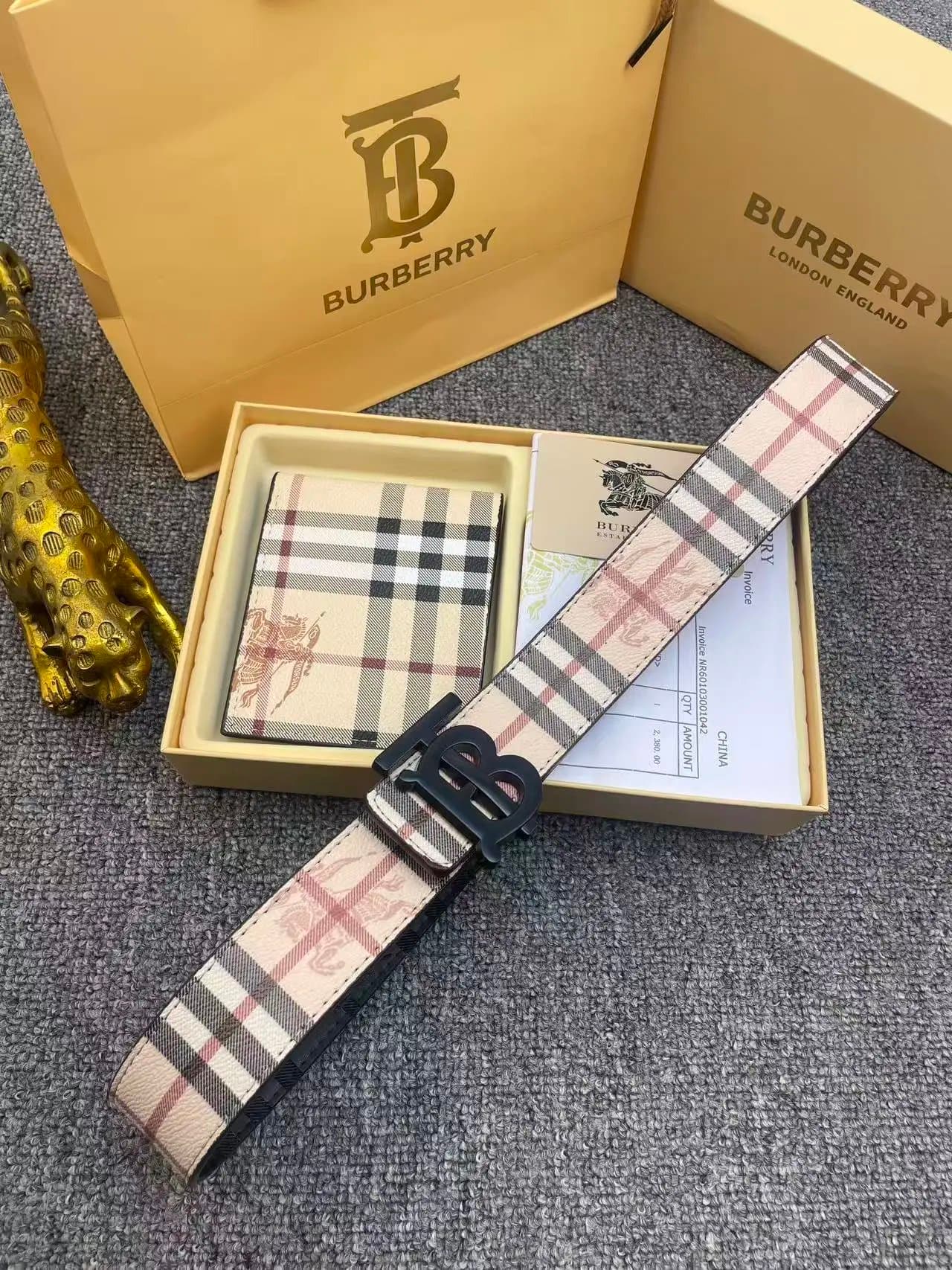 Burberry TB Logo Belt Classic Check