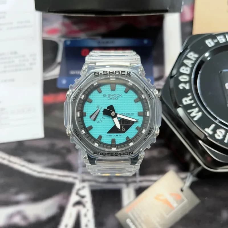 Casio G-Shock GA-2100 Transparent Case with Turquoise Dial