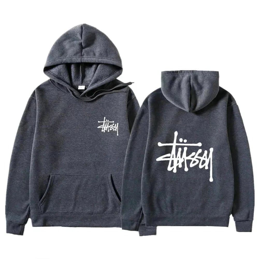 Stüssy Classic Hoodie Orange with White Logo — 深灰色16