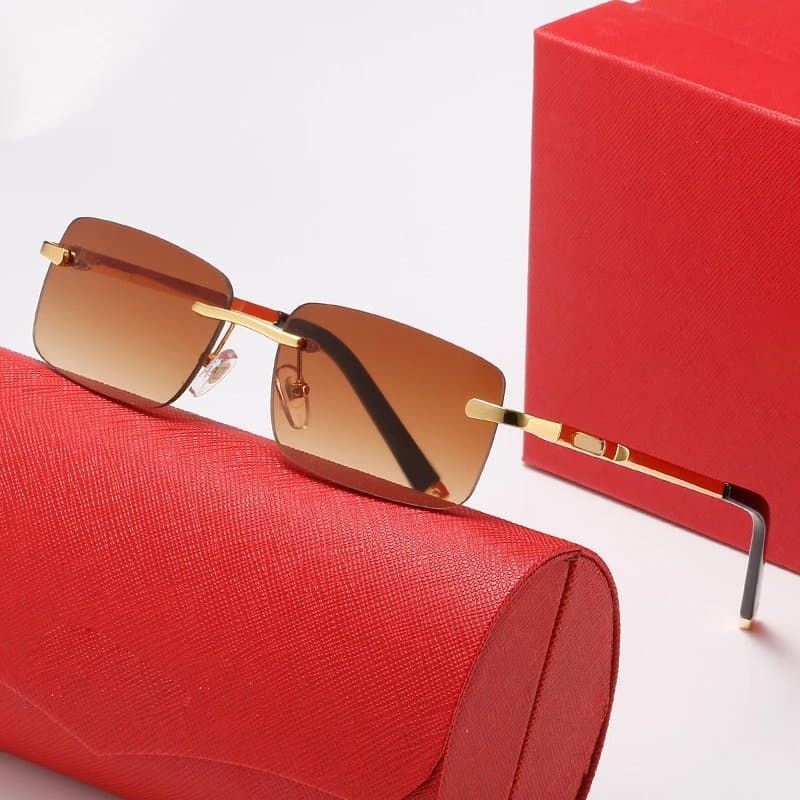 Ray-Ban Aviator Rimless Square — 带LOGO带盒子 · C4 金架 双茶片