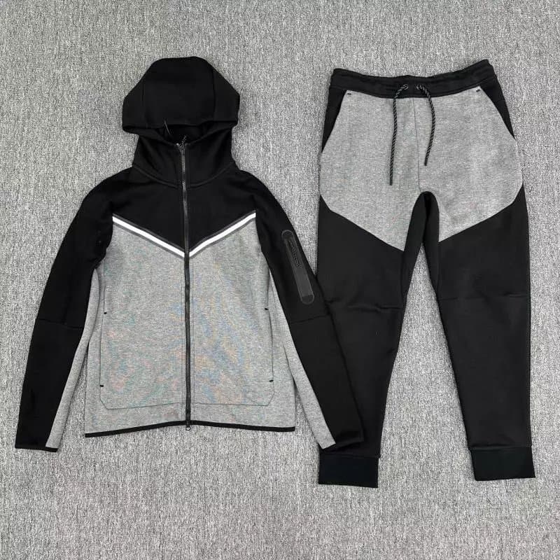 Nike Tech Fleece Hoodie and Joggers Black/Heather Grey