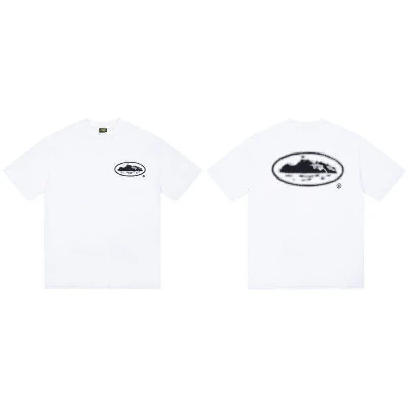 Corteiz Graphic Tee Crystal Script Logo — C207黑印花-白色