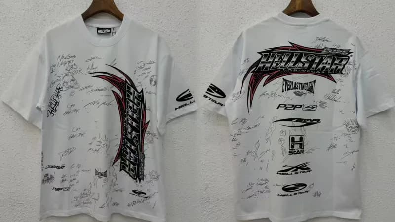 Palm Angels Graphic Tee Hellstar Records Print — H229白色