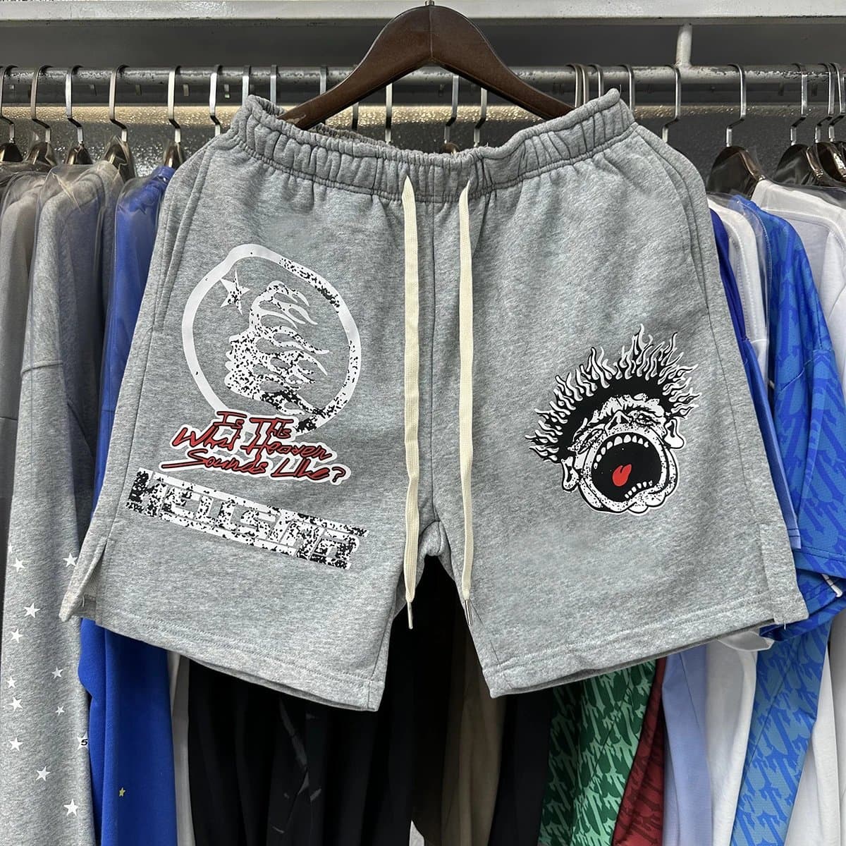 Sp5der Graphic Sweatshorts Heaven Sounds Like