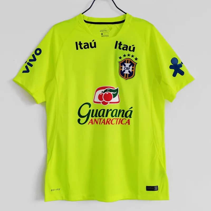 Nike GORE-TEX Windbreaker Brazil National Team — Fluorescent Green Crew Neck Top with Logo