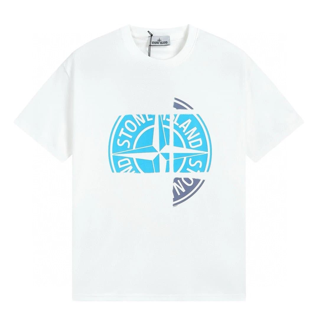 Stone Island Compass Logo T-Shirt Split Compass Print — 3