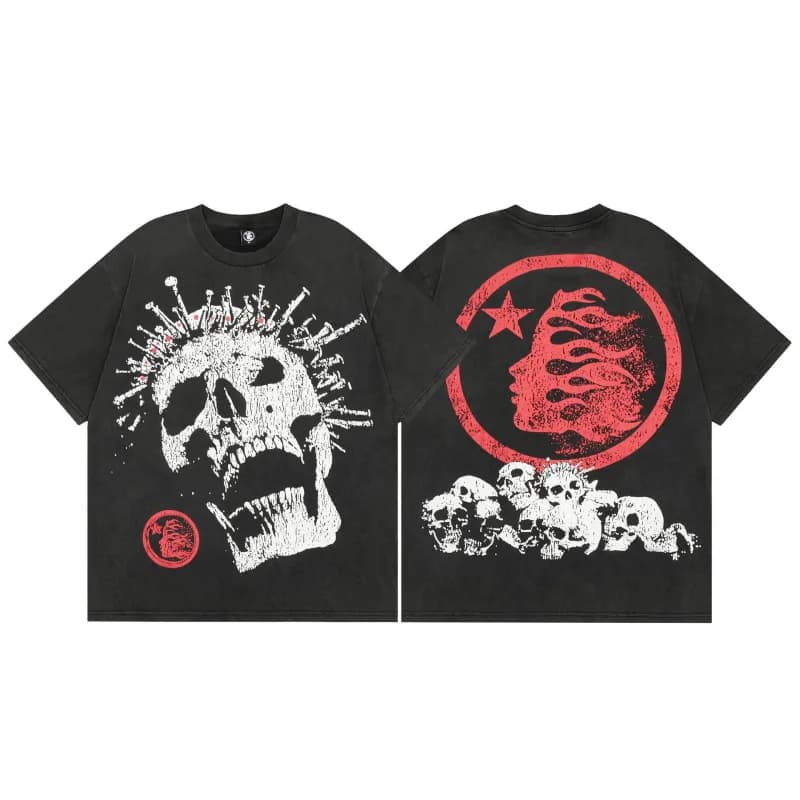 Travis Scott Skull Graphic Tee Distressed Skull Print
