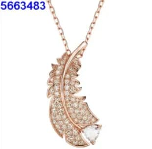 Swarovski Feather Pendant Crystal-Embellished