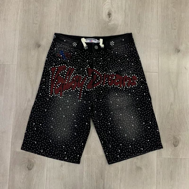Travis Scott × Off-White Denim Shorts Crystal-Embellished 'Cactus Jack Dreams'