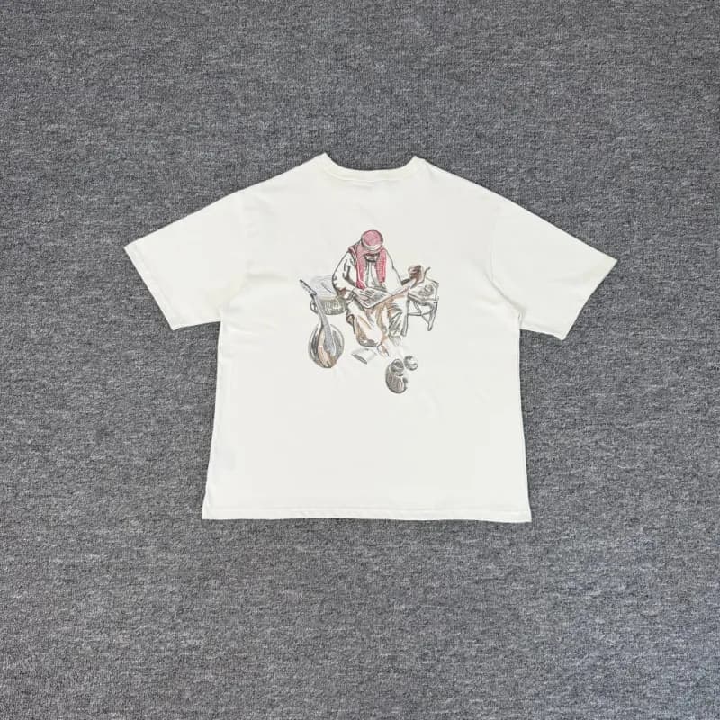 Short-Sleeve Button-Up Shirt Cherry Blossom Print — 113-yasmin刺绣短袖（杏）