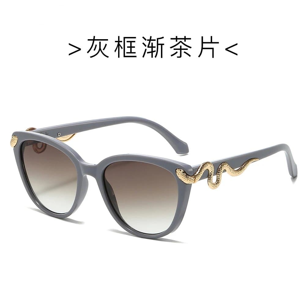 Bulgari Serpenti Cat-Eye Sunglasses Grey Frame with Gold Snake Detail