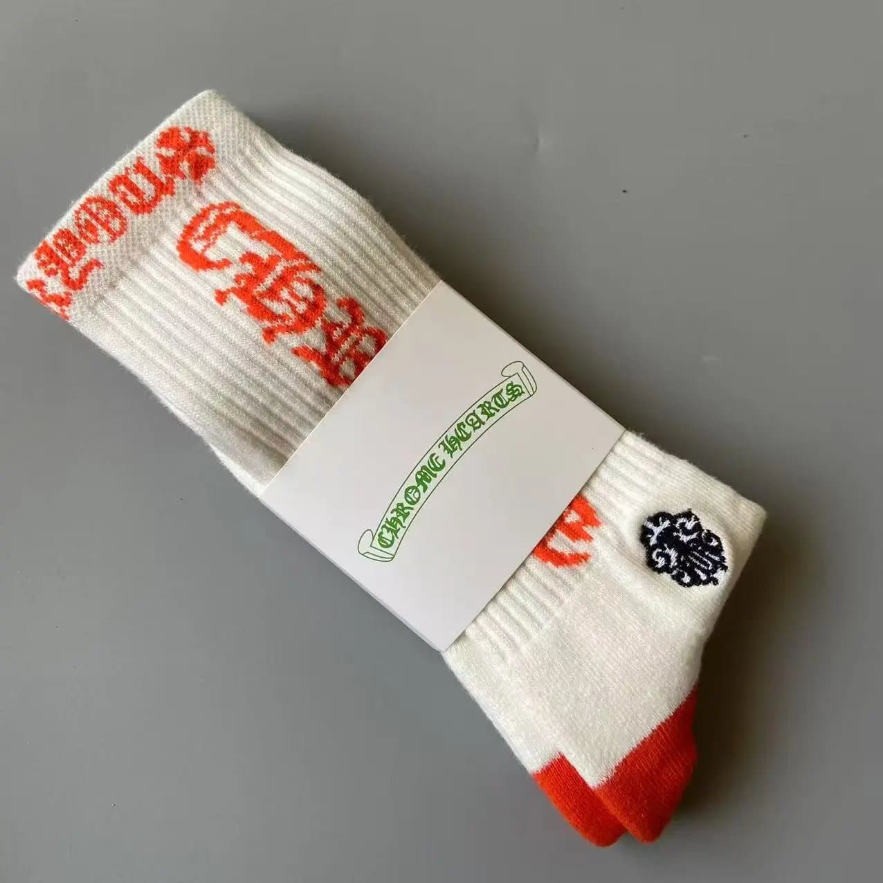 Chrome Hearts Crew Socks Orange Logo