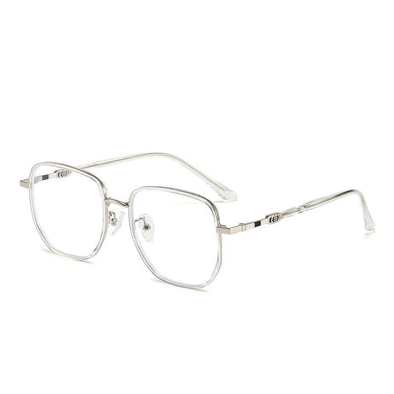 Chrome Hearts Square Frame Glasses Clear Lens with Silver Accents