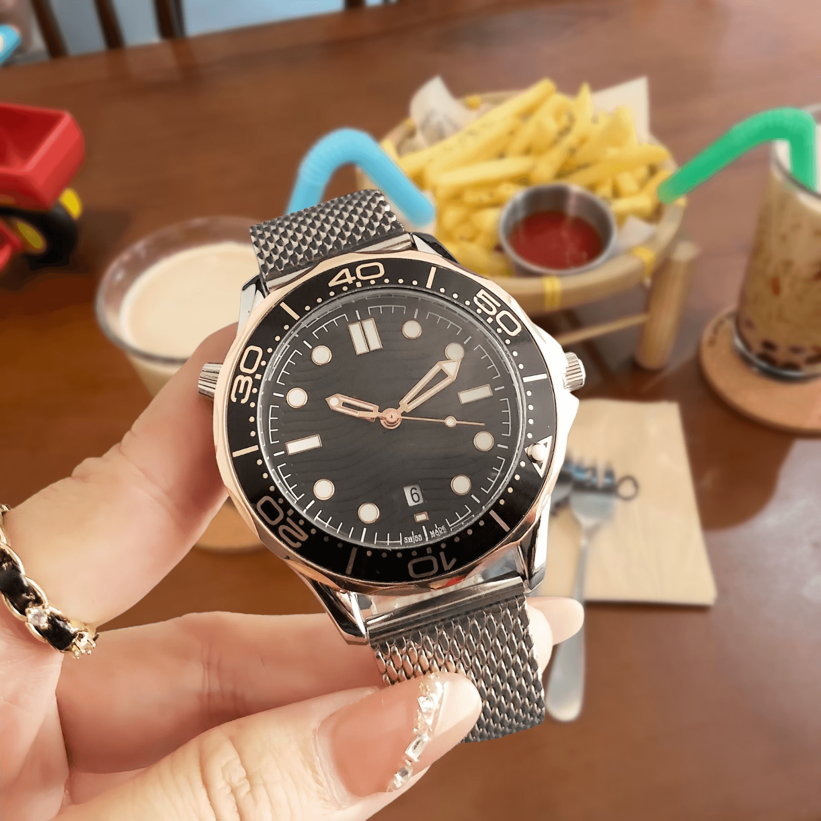 Omega Seamaster Diver 300M Black Dial with Rose Gold Accents