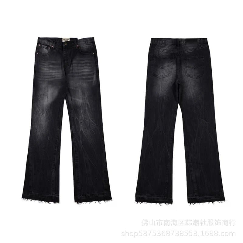 Gucci × Gallery Dept. Flared Jeans GG Patch & Bleach Wash — 935黑色