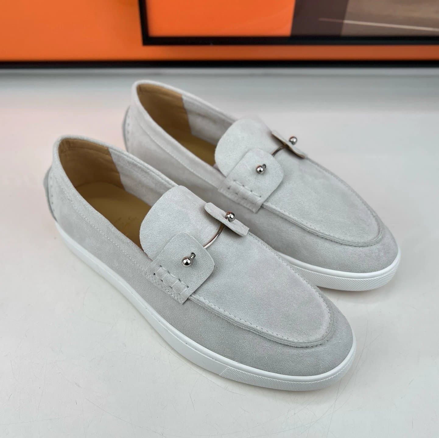 Hermès Loafer Suede with Palladium Hardware