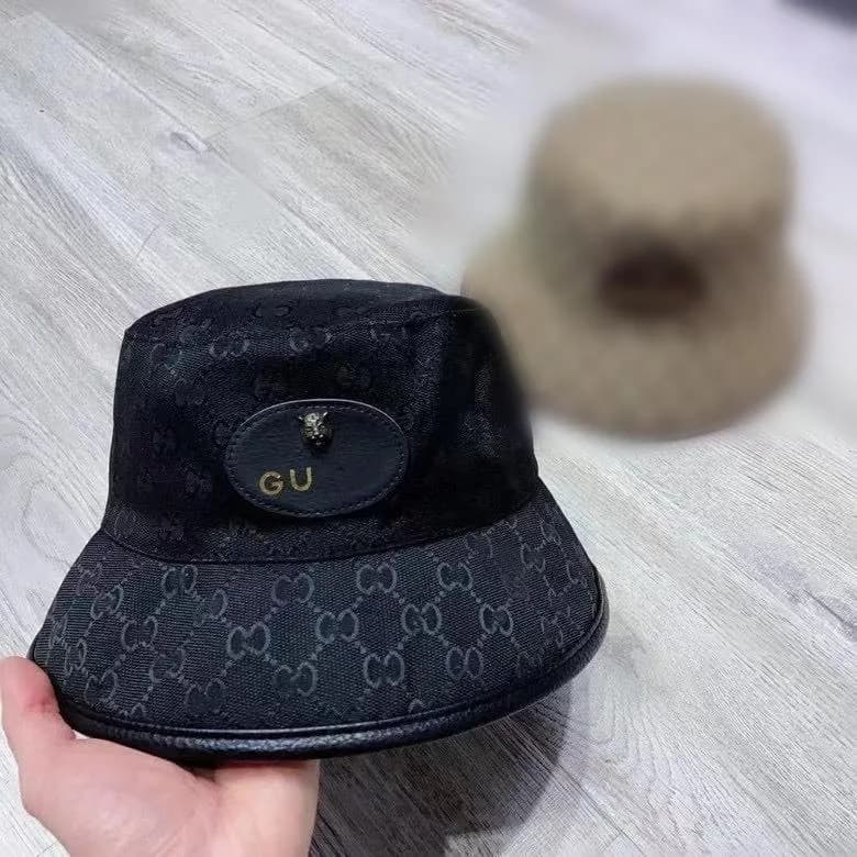 Gucci Bucket Hat GG Monogram Print — Tiger head fisherman hat Black