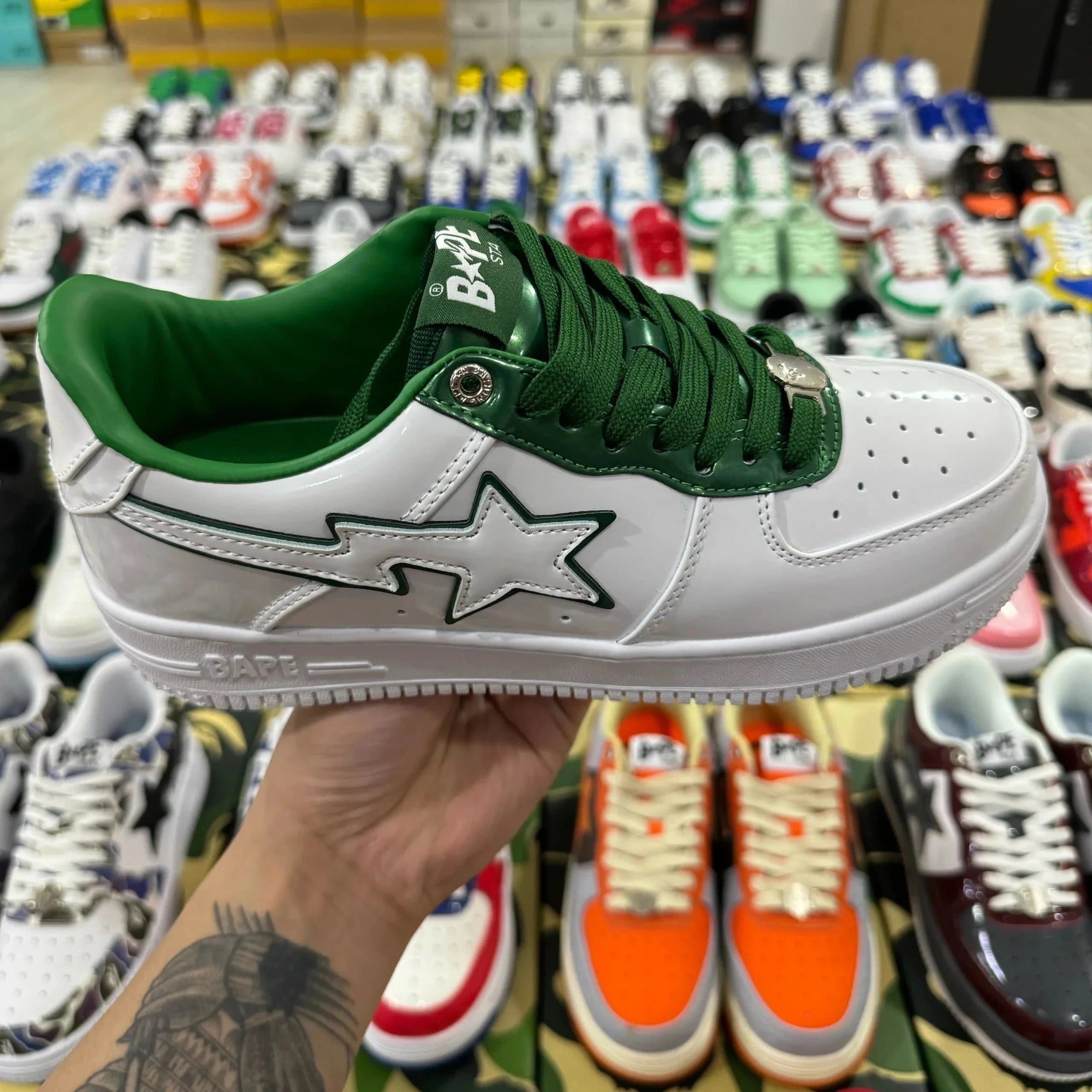 Bape Sta Star Logo — 白绿漆皮