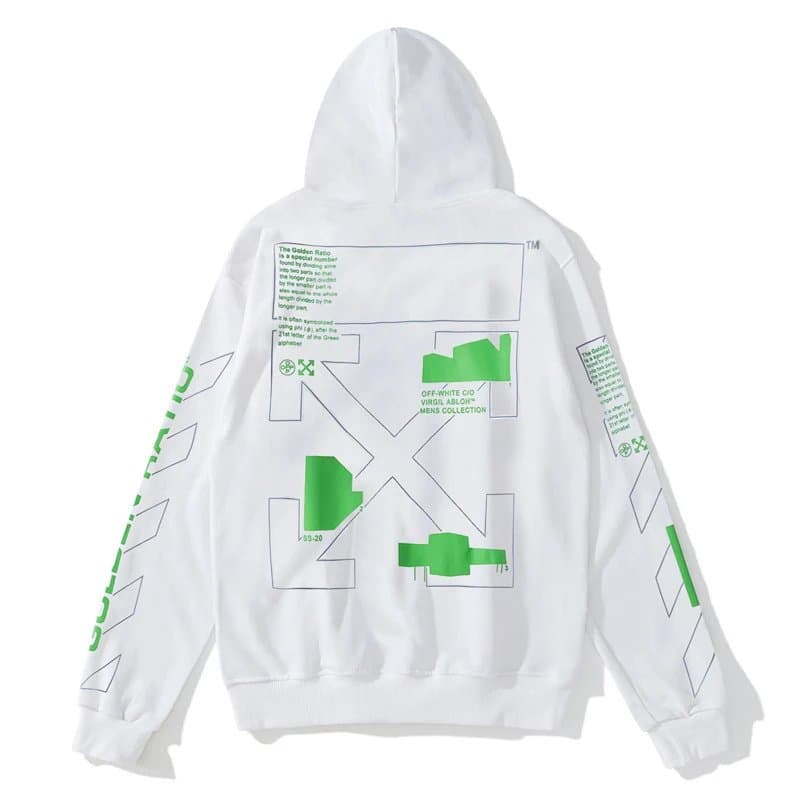 Off-White Hooded Sweatshirt Diagonal Arrow Print — 835白色