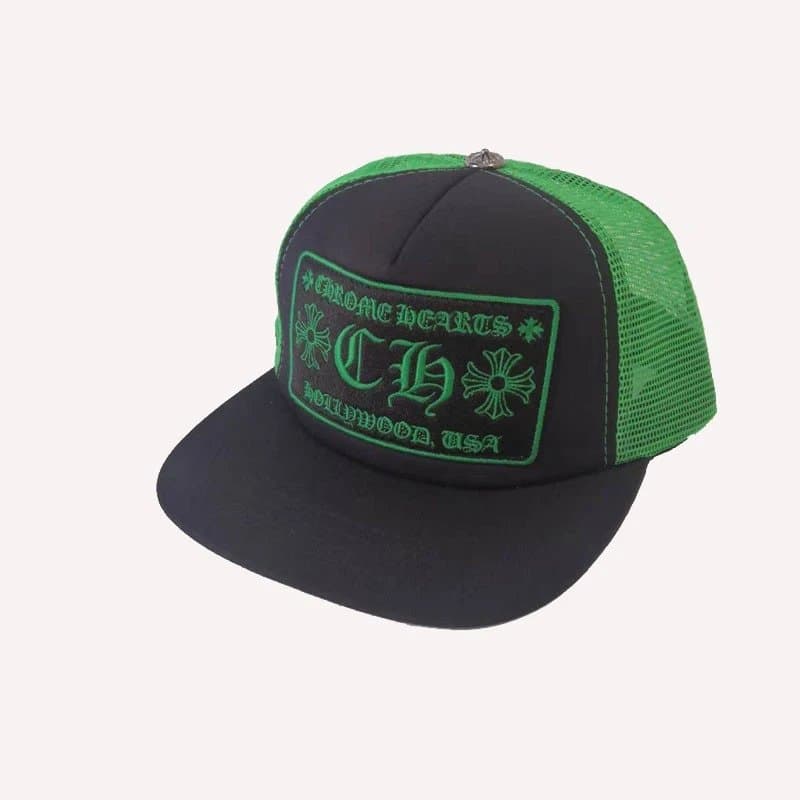 Chrome Hearts Trucker Cap CH Logo Patch — 平绿黑