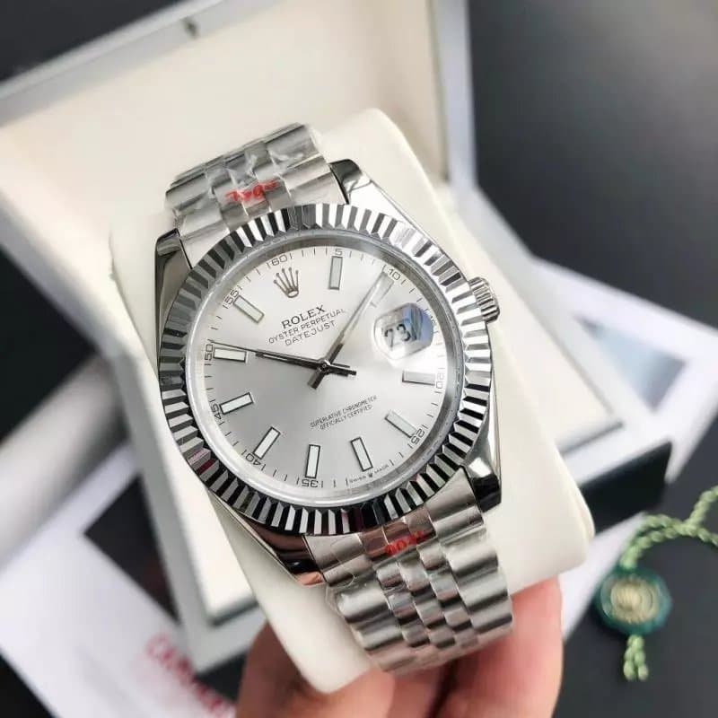 Rolex Datejust Stainless Steel Grey Dial — 银壳银盘·五珠表带 矿物质强化镜面玻璃