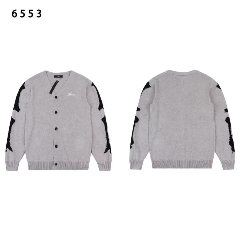 Amiri V-Neck Cardigan Abstract Print Sleeves
