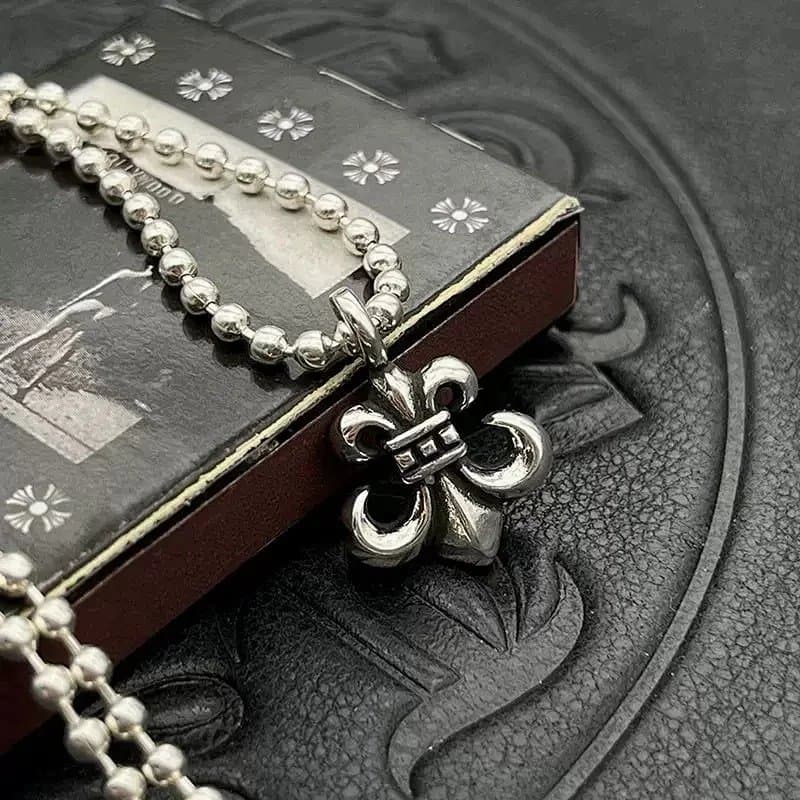 Chrome Hearts Fleur-de-Lis Pendant Ball Chain Necklace