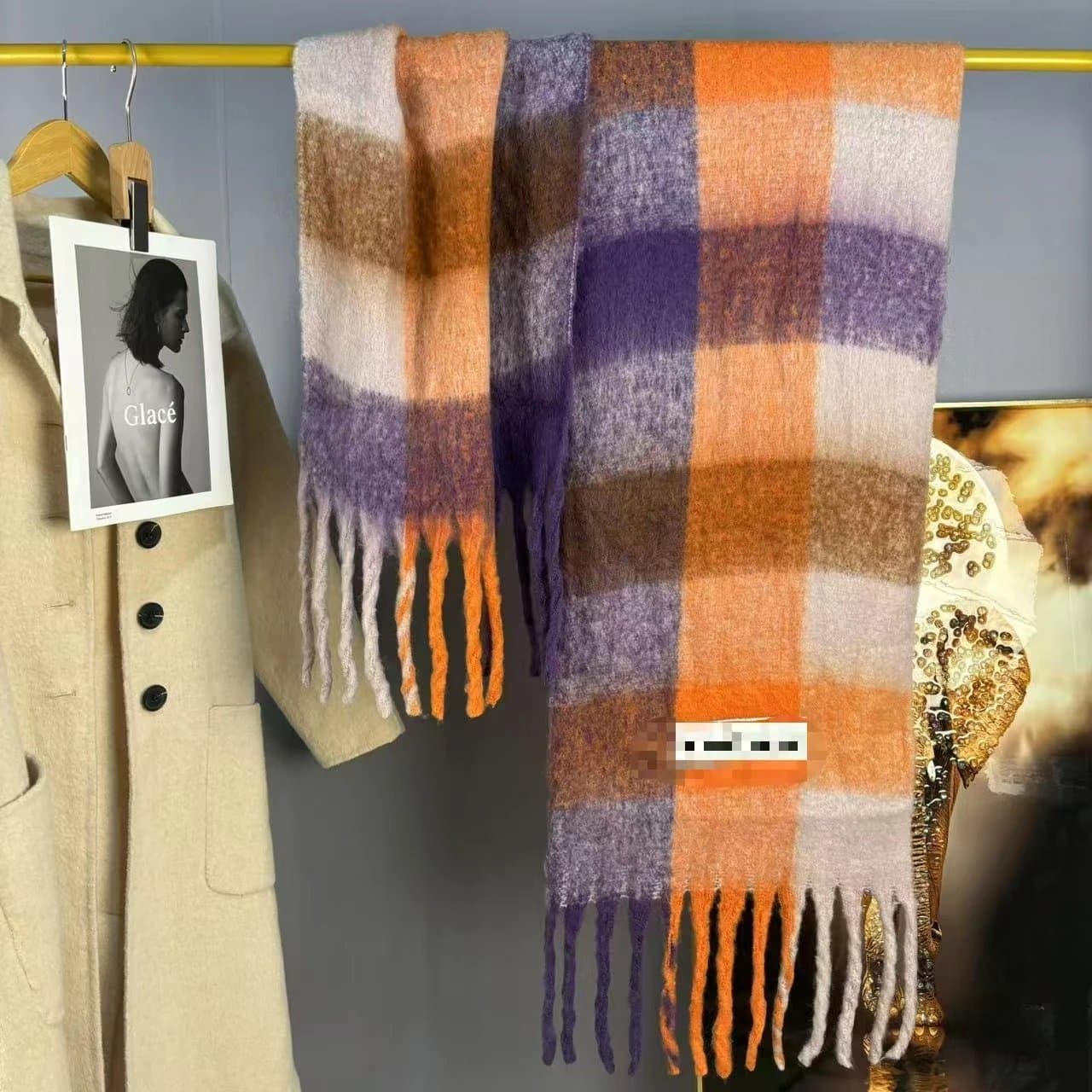 Maison Margiela Oversized Scarf Plaid with Fringe