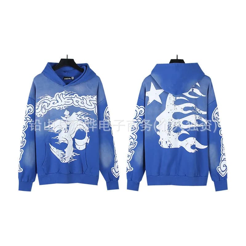 Hellstar Oversized Hoodie Flame Om Symbol Print