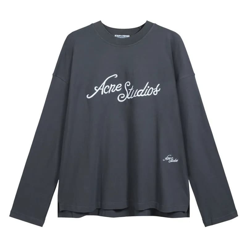 Acne Studios Long Sleeve T-Shirt Embroidered Logo Patch — ELEV-灰蓝3272