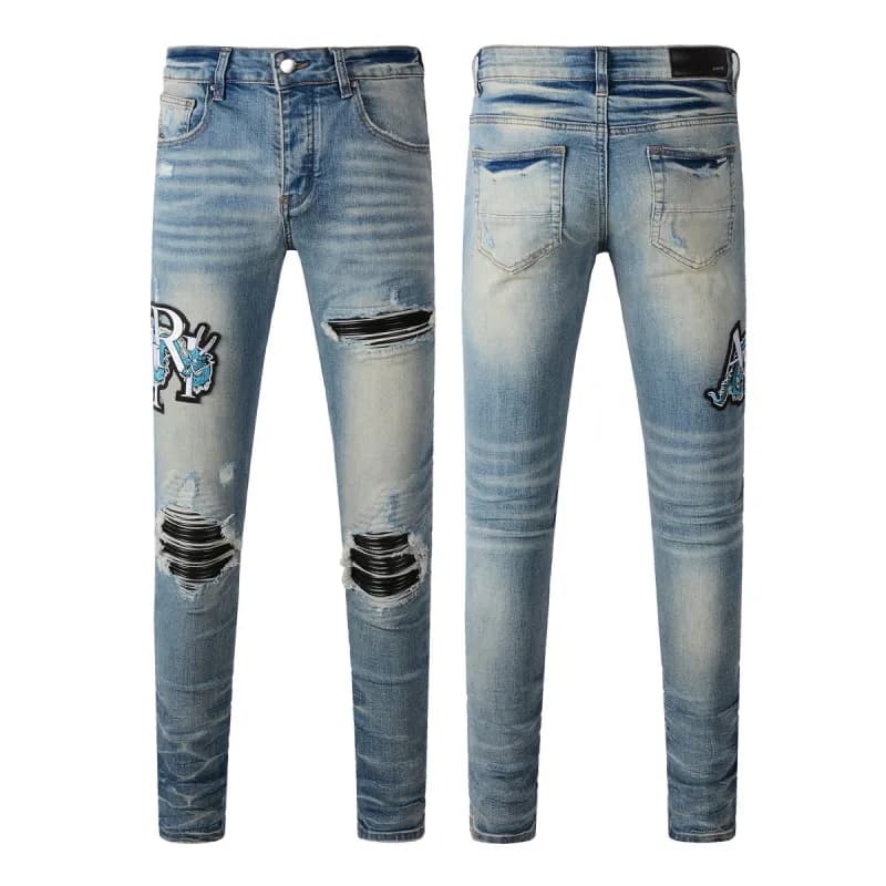 Amiri Distressed Slim Fit Jeans Bleached Ripped — 8897