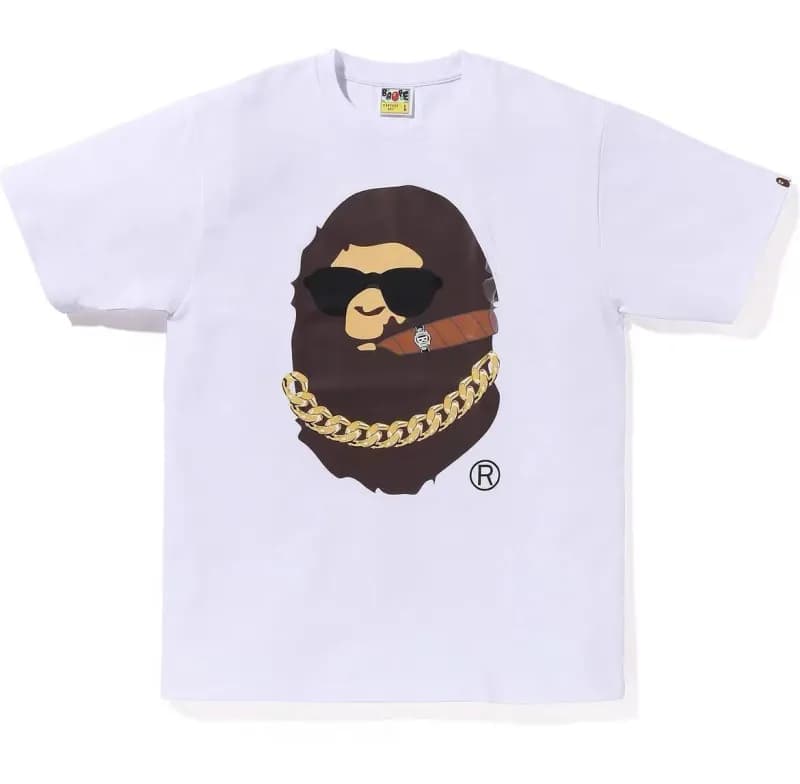 BAPE A Bathing Ape Tee Camouflage Ape Head — Peacock blue 5219 white