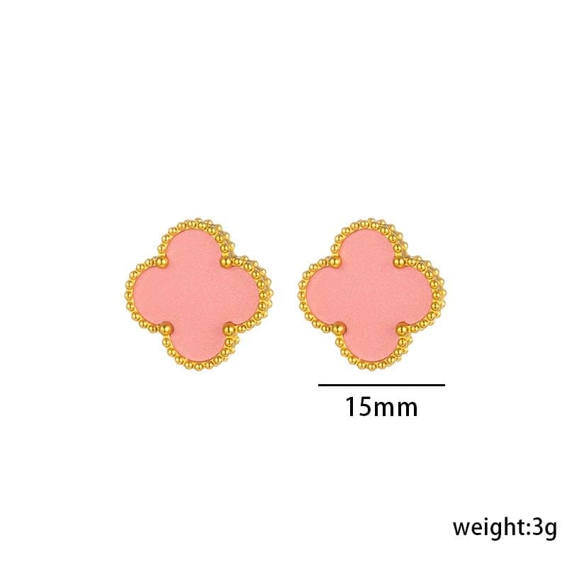 Van Cleef & Arpels Alhambra Earrings Pink Enamel