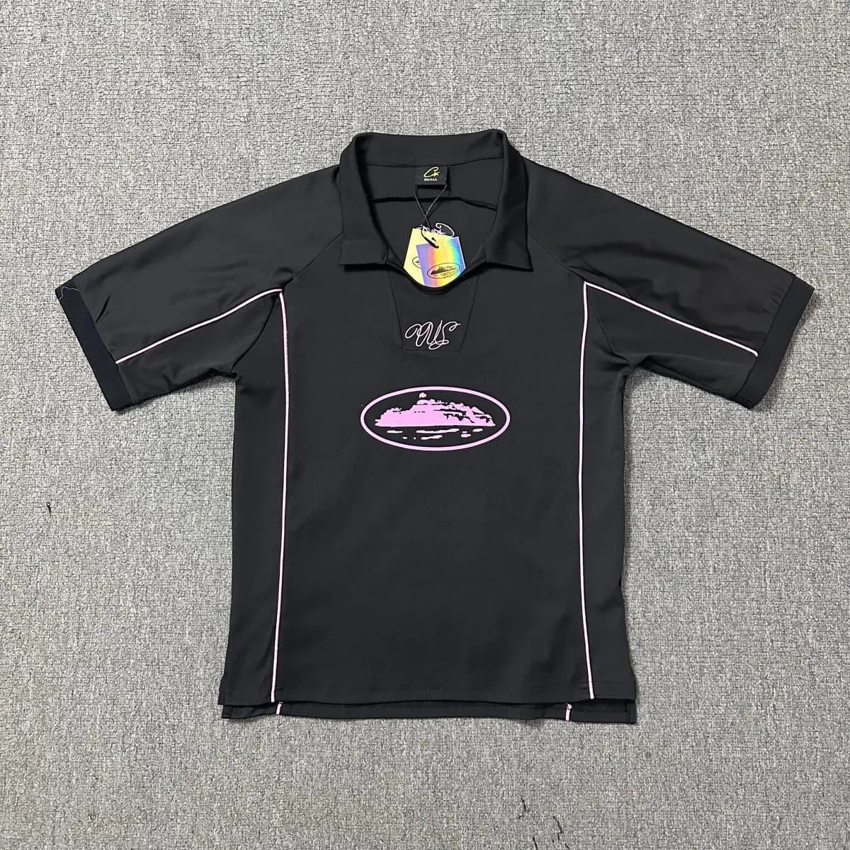 Balenciaga Oval Logo Tee Rustic Ship Print — 713 黑紫
