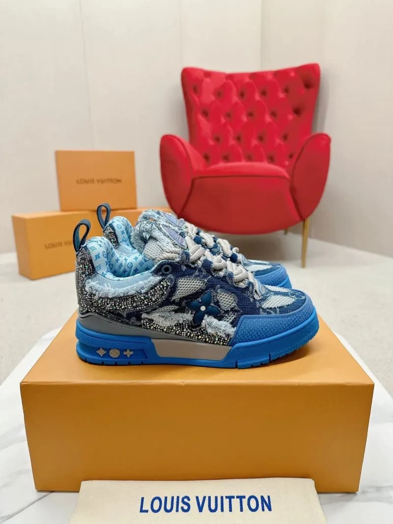 Louis Vuitton LV Trainer Denim & Crystal Embellished