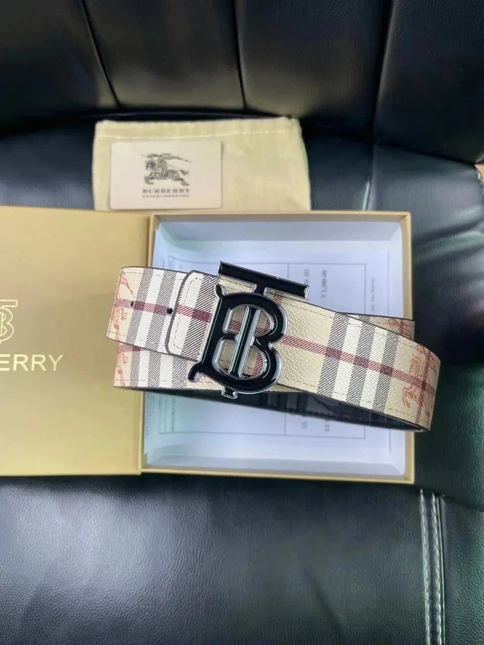 Burberry TB Monogram Belt Checkered Leather — Bur-01-02