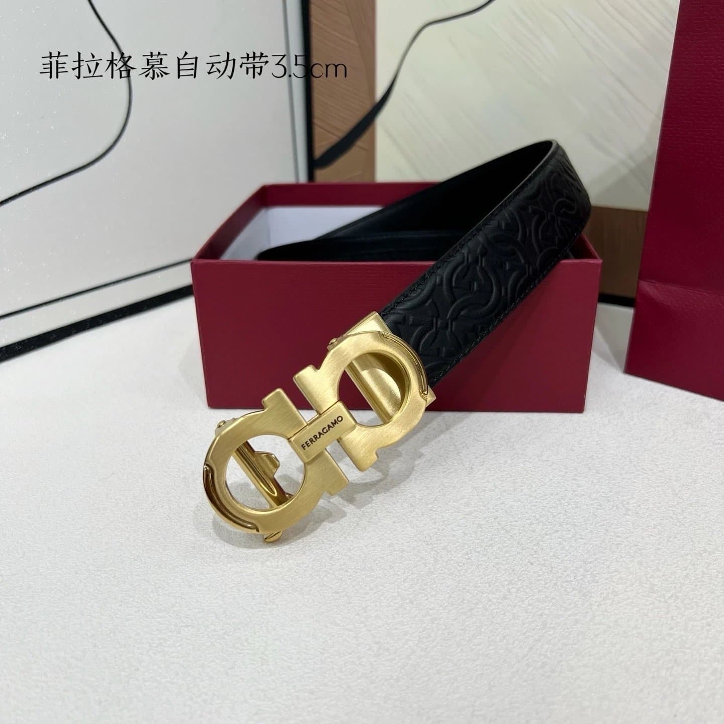 Ferragamo Gancini Automatic Belt Embossed Leather