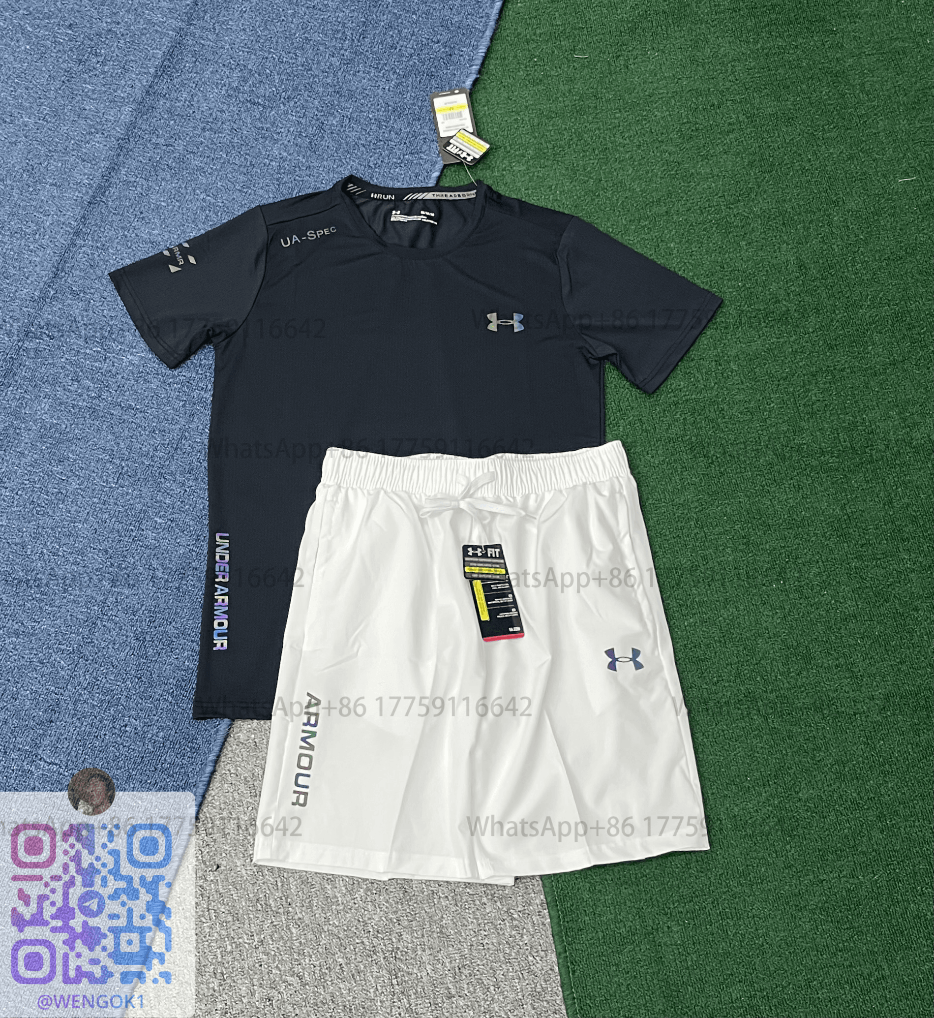 Under Armour UA-Spec Tee & Shorts Set Black/White Performance