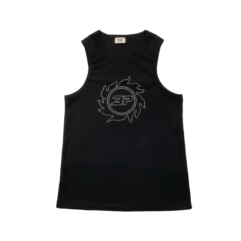 Sp5der Ribbed Tank Top Sun Logo Embellished