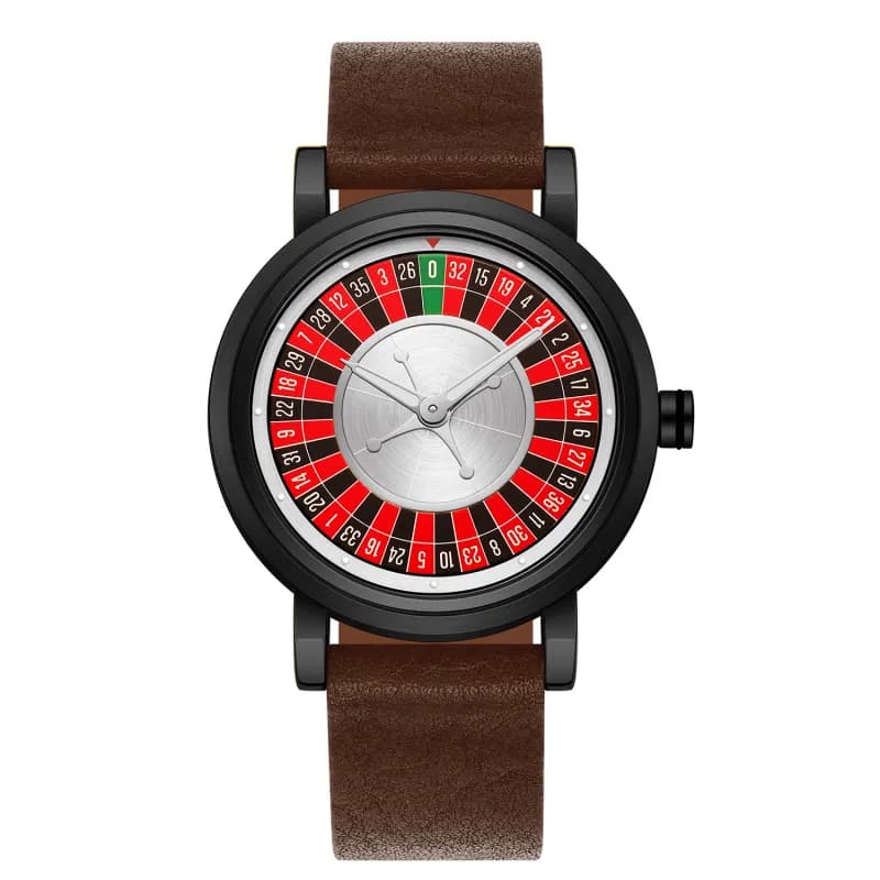 Rhude Spinner Dial Watch Bar Menu Dial — QT918 棕带黑壳银面