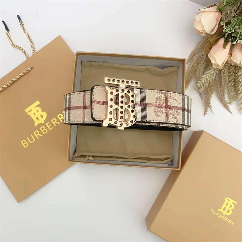 Burberry Monogram Belt Check Print — 上TB孔金杏带
