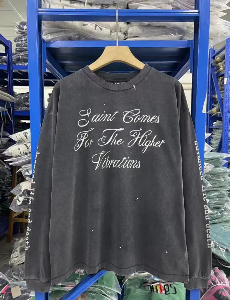 Saint Laurent Long-Sleeve Tee Saint Comes For The Higher Vibrations